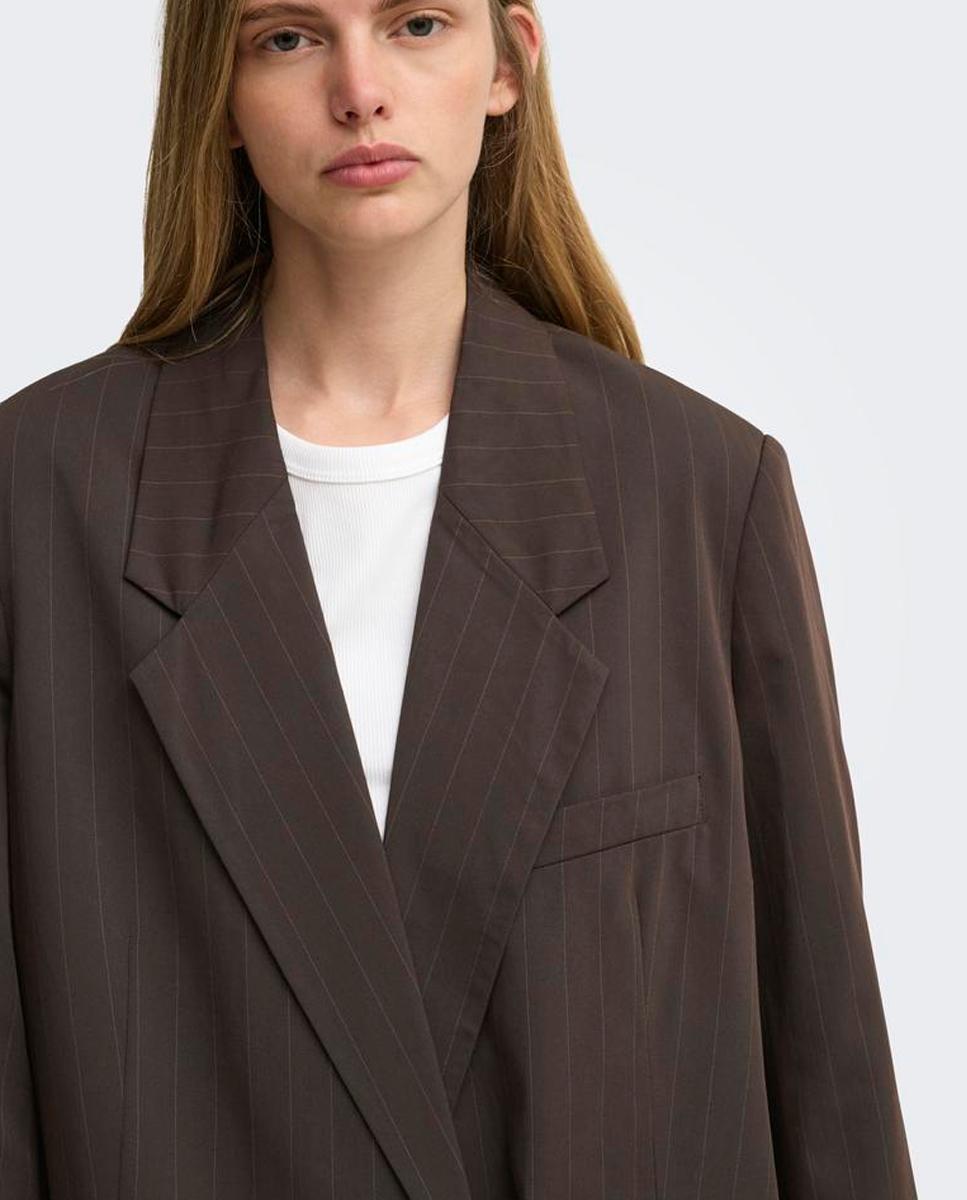 Blazer de mujer con solapa y cierre de botones - Only - Marrón Marrón-5