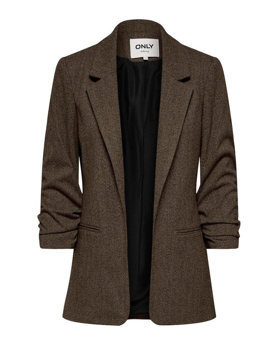 Imagen 0 de Blazer de mujer con solapa y manga tres cuartos Marrón