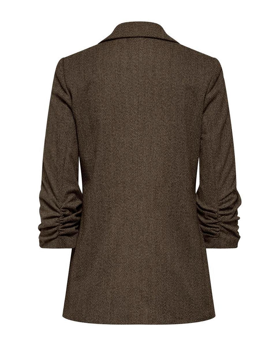 Blazer de mujer con solapa y manga tres cuartos - Only - Marrón Marrón-2