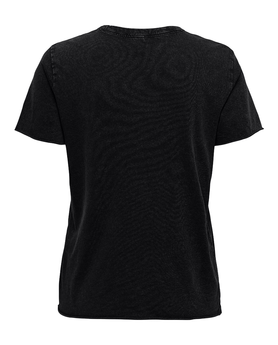 T-shirt de manga curta e decote redondo. Preto-6