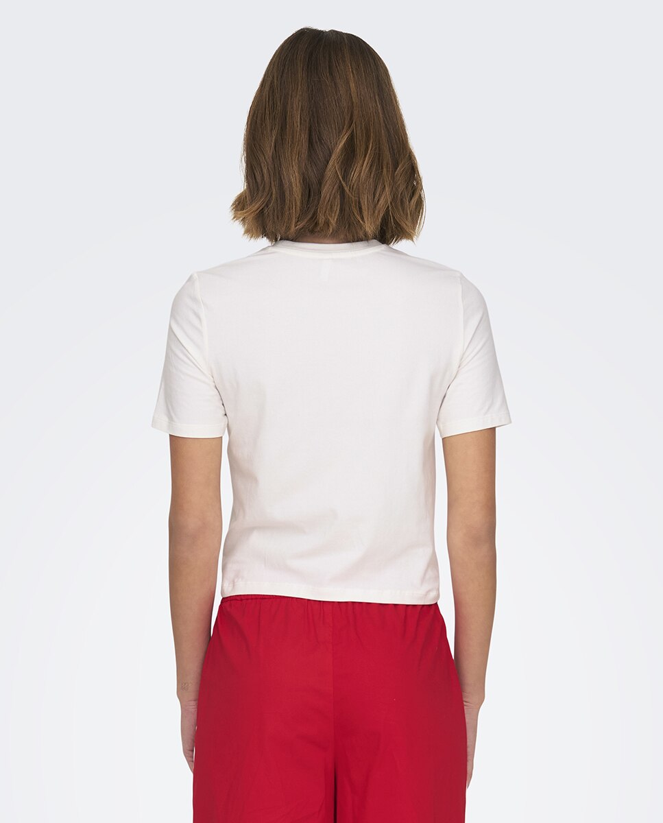T-shirt de manga curta com desenho à frente Branco-2
