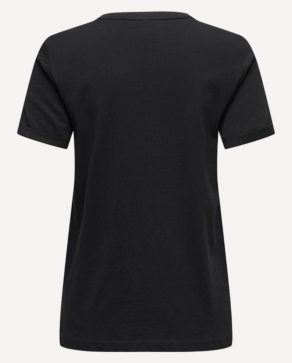 T-shirt 100% Algodão com Manga Curta e Decote Redondo Preto-6