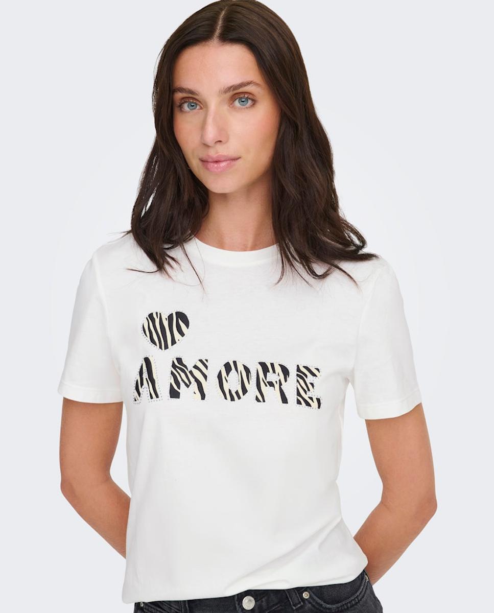 T-shirt 100% Algodão com Manga Curta e Decote Redondo Branco-4