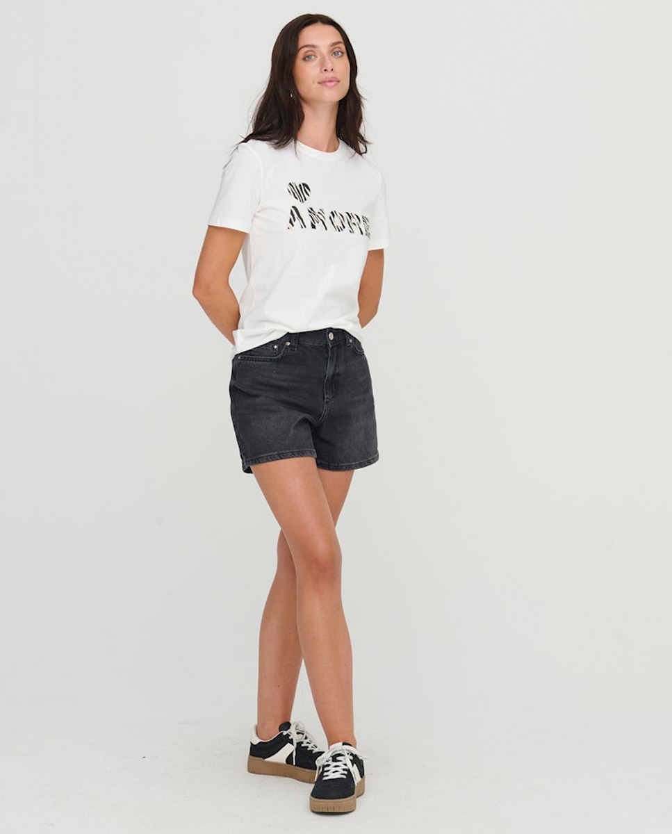 T-shirt 100% Algodão com Manga Curta e Decote Redondo Branco-7