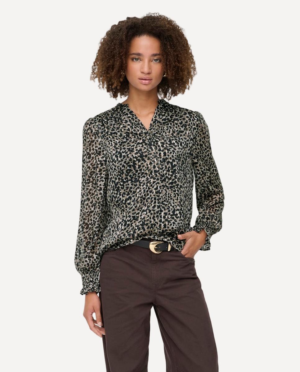 Imagem 0 de Blusa Estampada com Manga Comprida e Decote em Bico