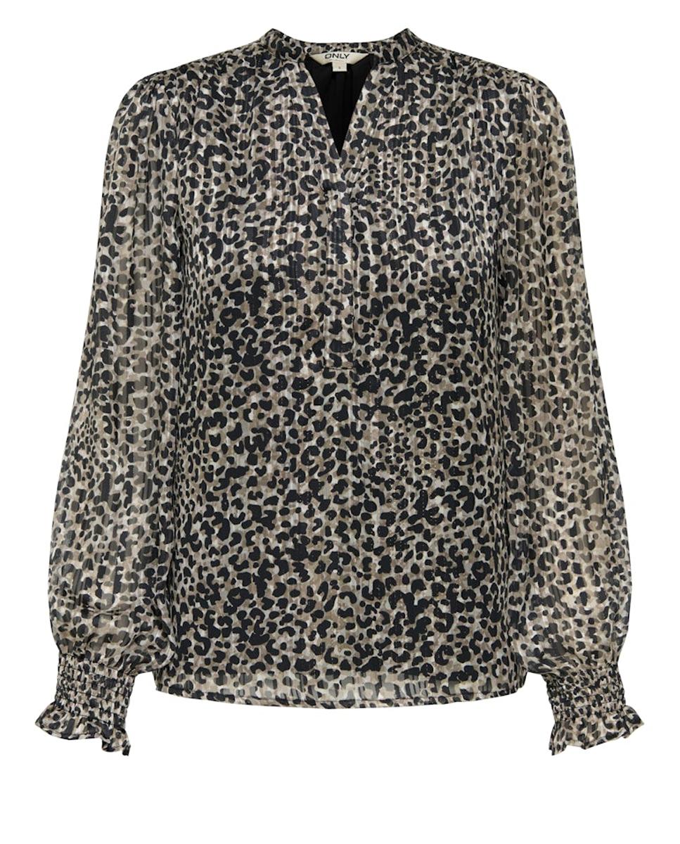 Blusa Estampada com Manga Comprida e Decote em Bico Preto-5
