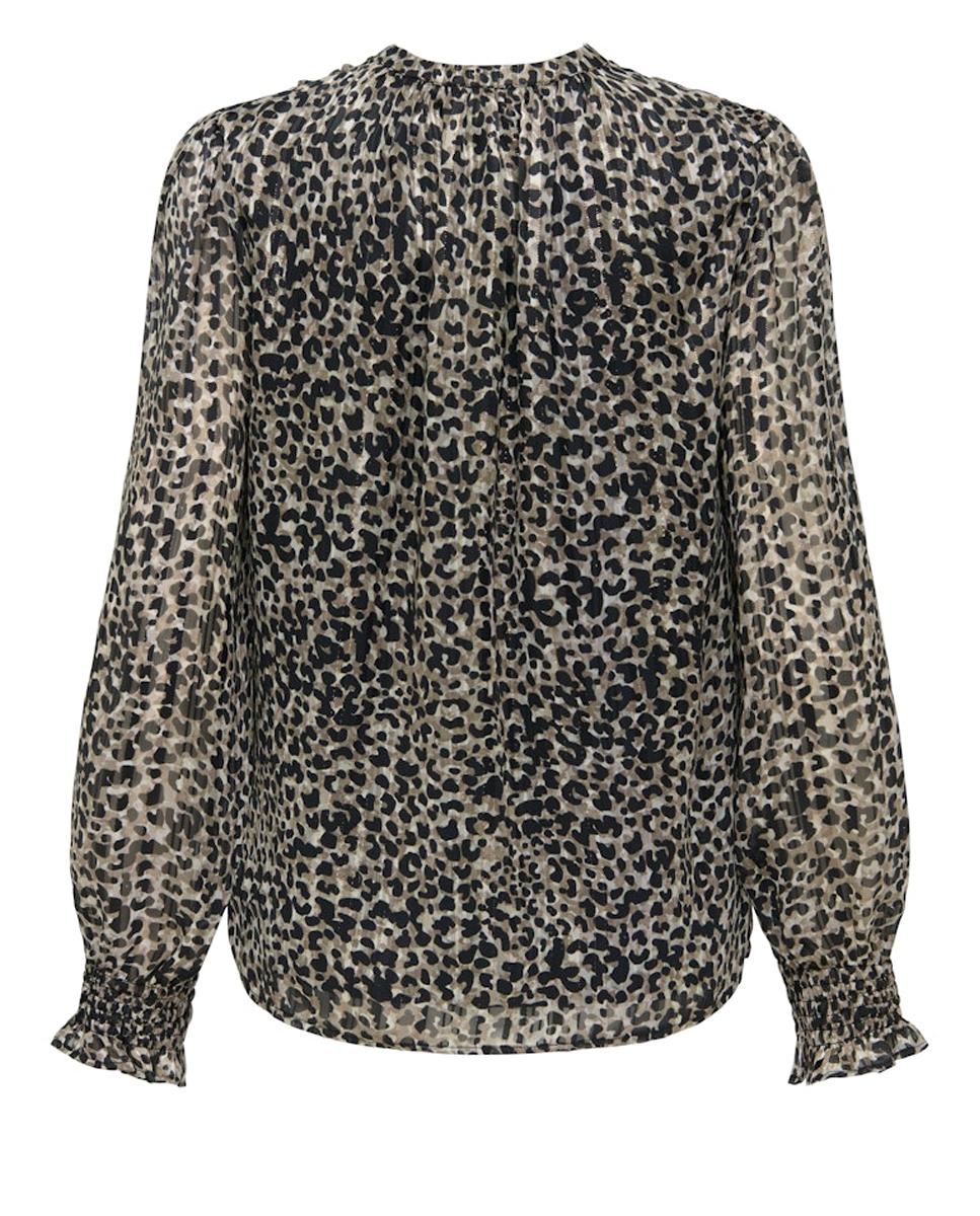 Blusa Estampada com Manga Comprida e Decote em Bico Preto-6