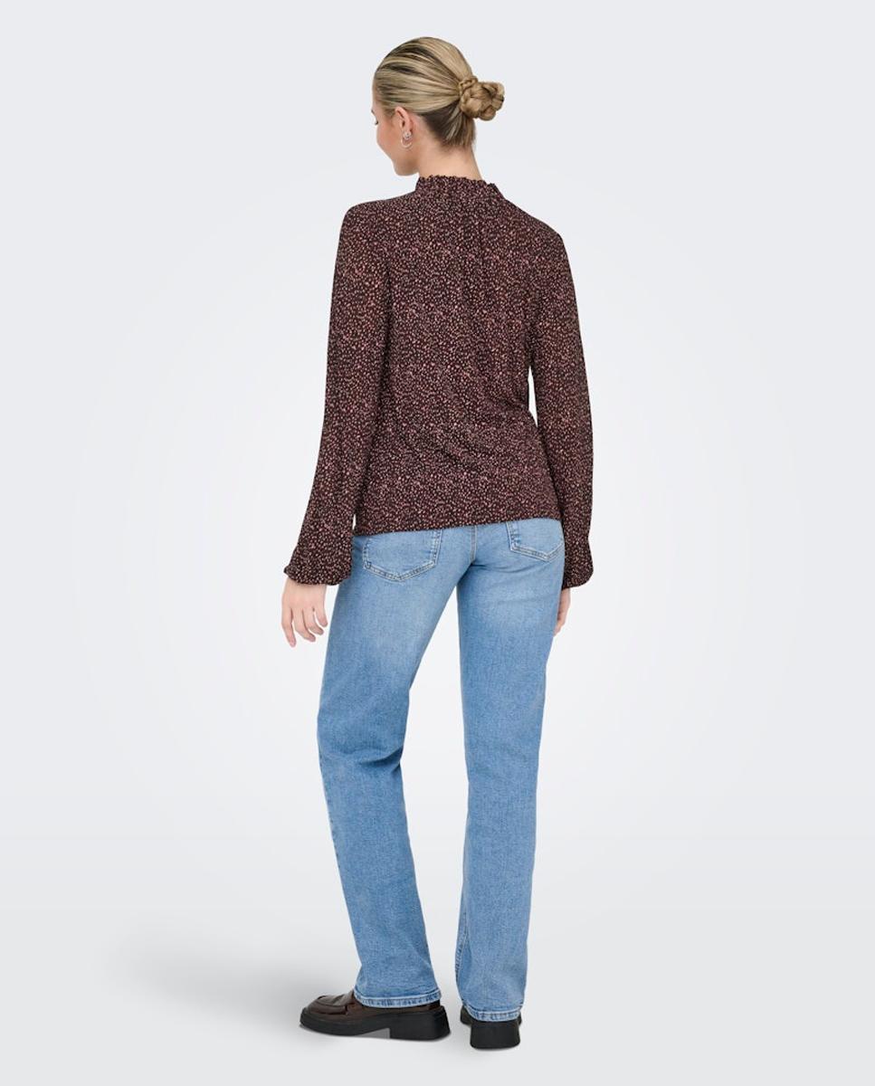 Blusa Estampada com Manga Comprida Bordeaux-2