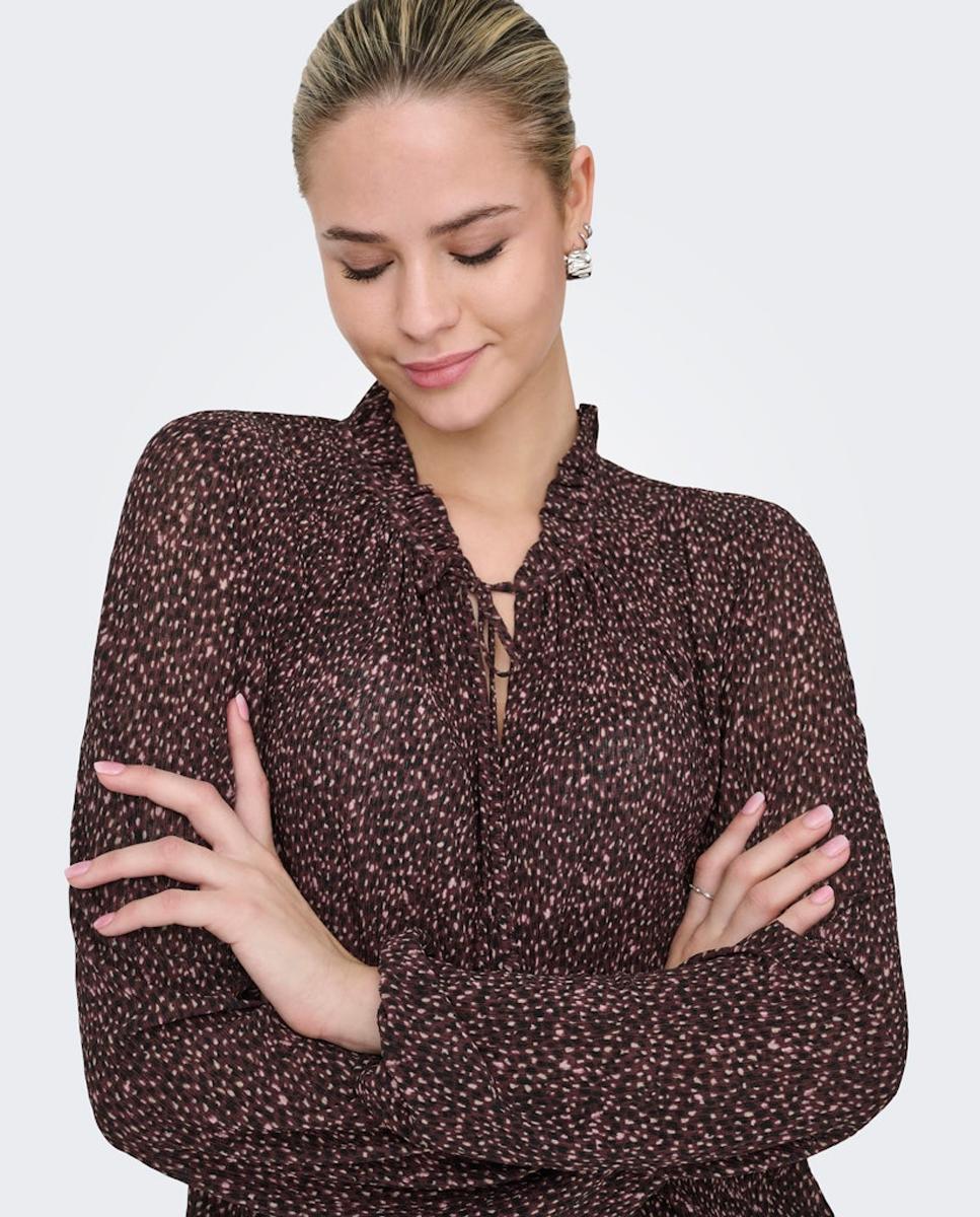 Blusa Estampada com Manga Comprida Bordeaux-3