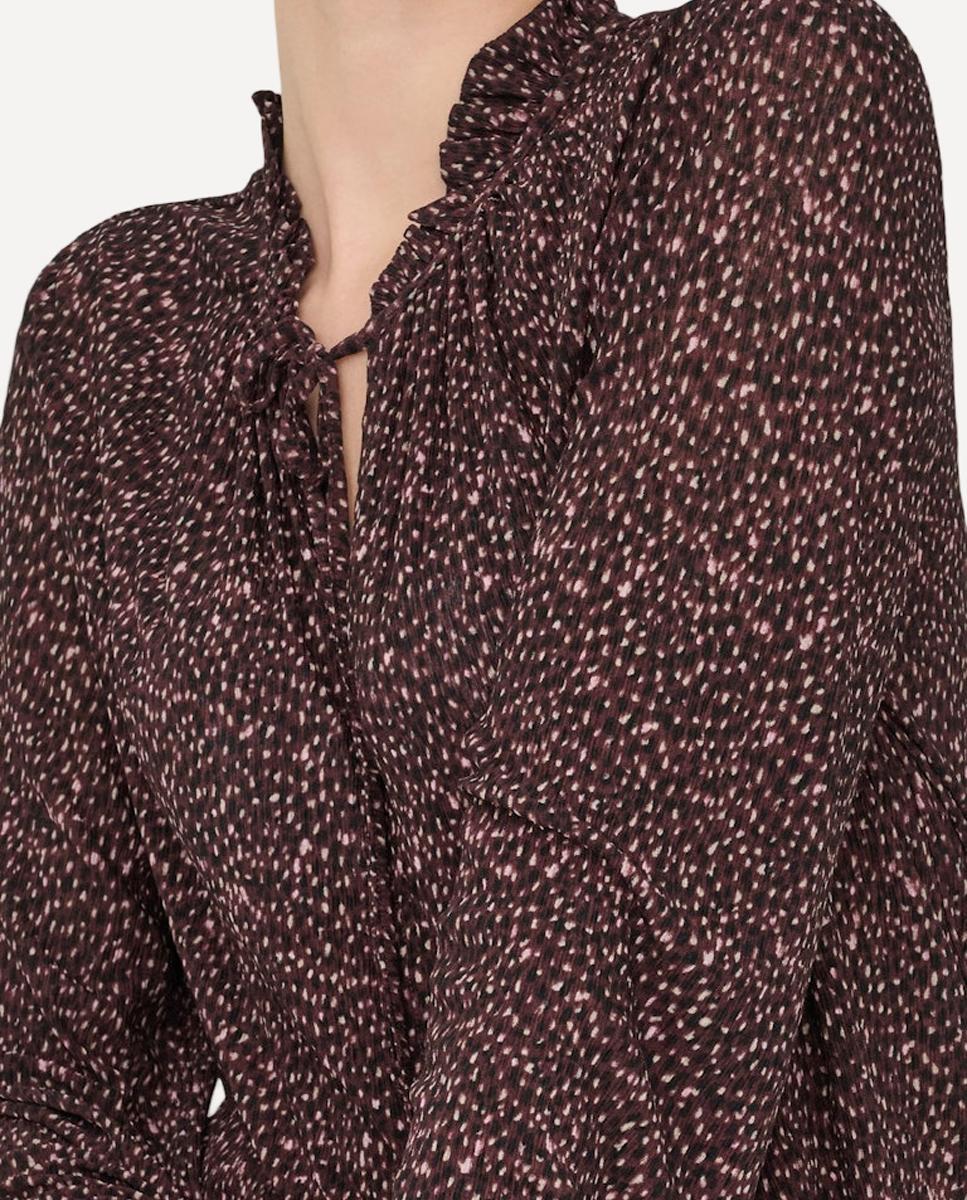 Blusa Estampada com Manga Comprida Bordeaux-4