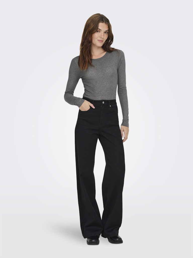 Camisola de mulher com manga comprida e decote redondo Cinzento-6
