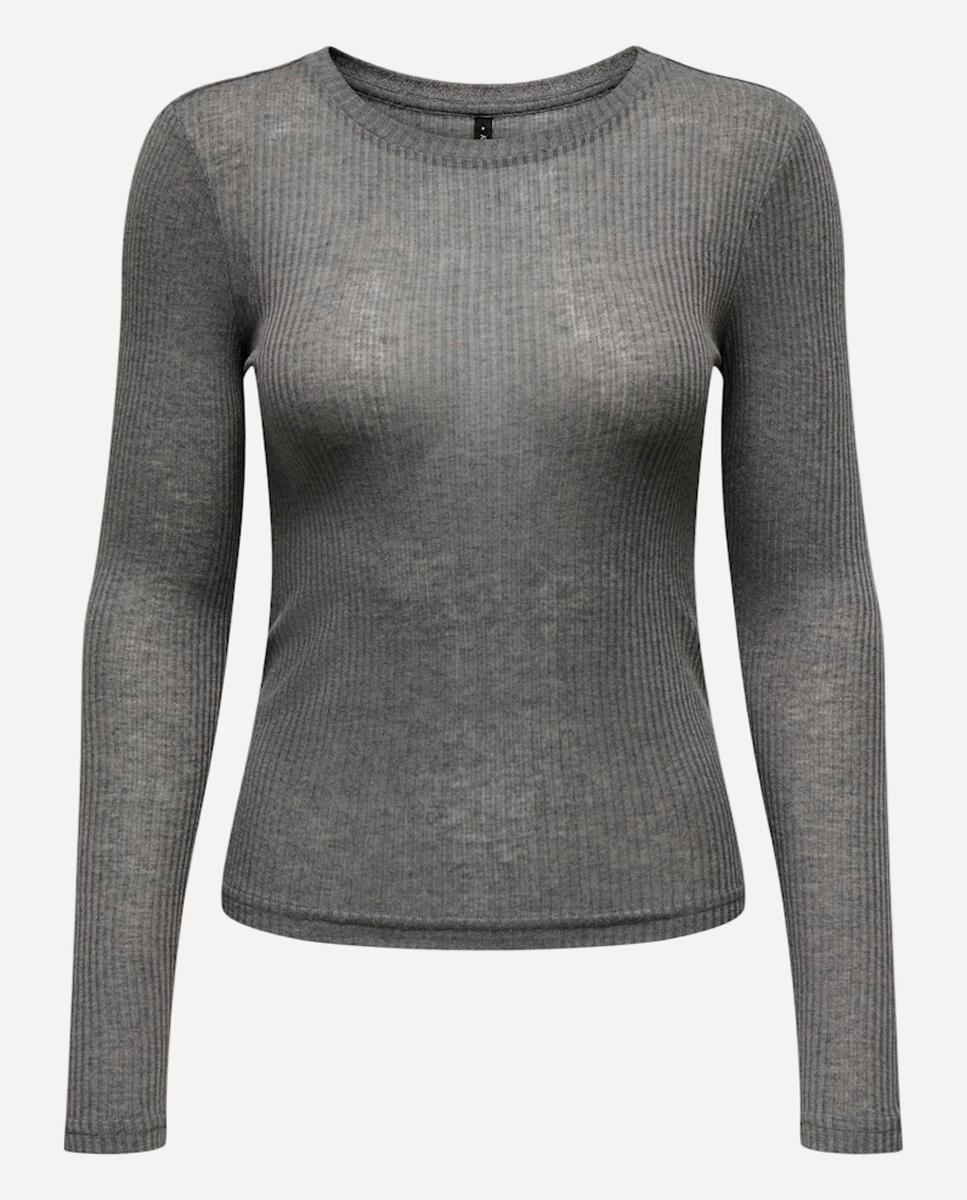 Camisola de mulher com manga comprida e decote redondo Cinzento-5