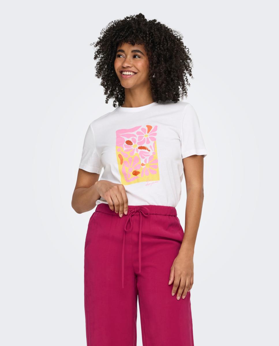 Imagem 0 de T-shirt de Manga Curta com Desenho à Frente