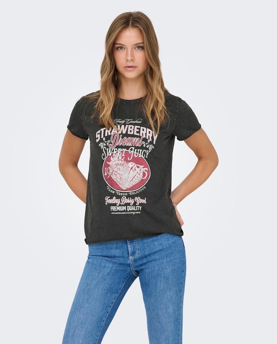 Imagem 0 de T-shirt de manga curta com desenho à frente