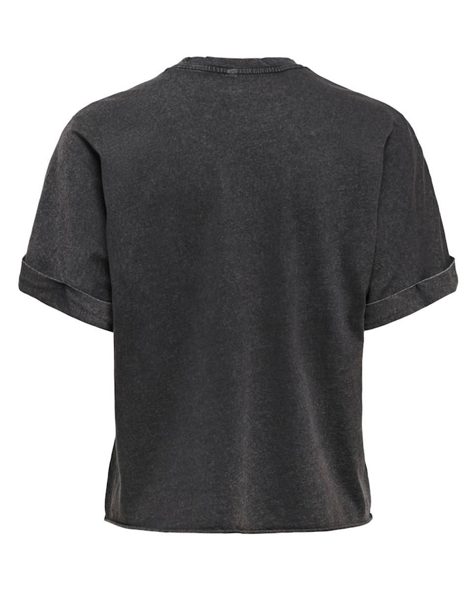 T-shirt de mulher com manga curta e decote redondo Preto-6