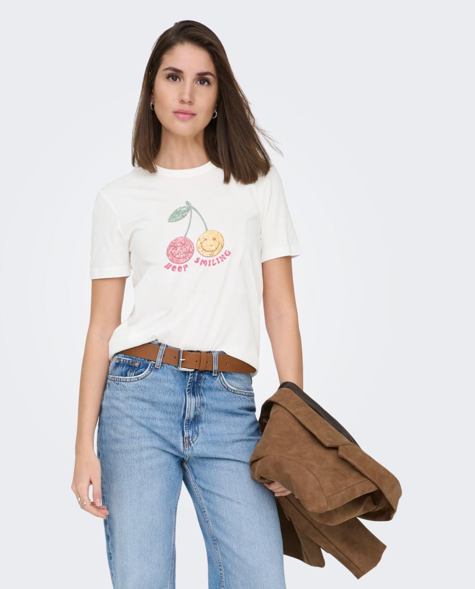 Imagem 0 de T-shirt 100% Algodão com Manga Curta e Decote Redondo