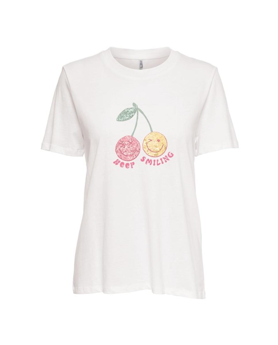 T-shirt 100% Algodão com Manga Curta e Decote Redondo Branco-3
