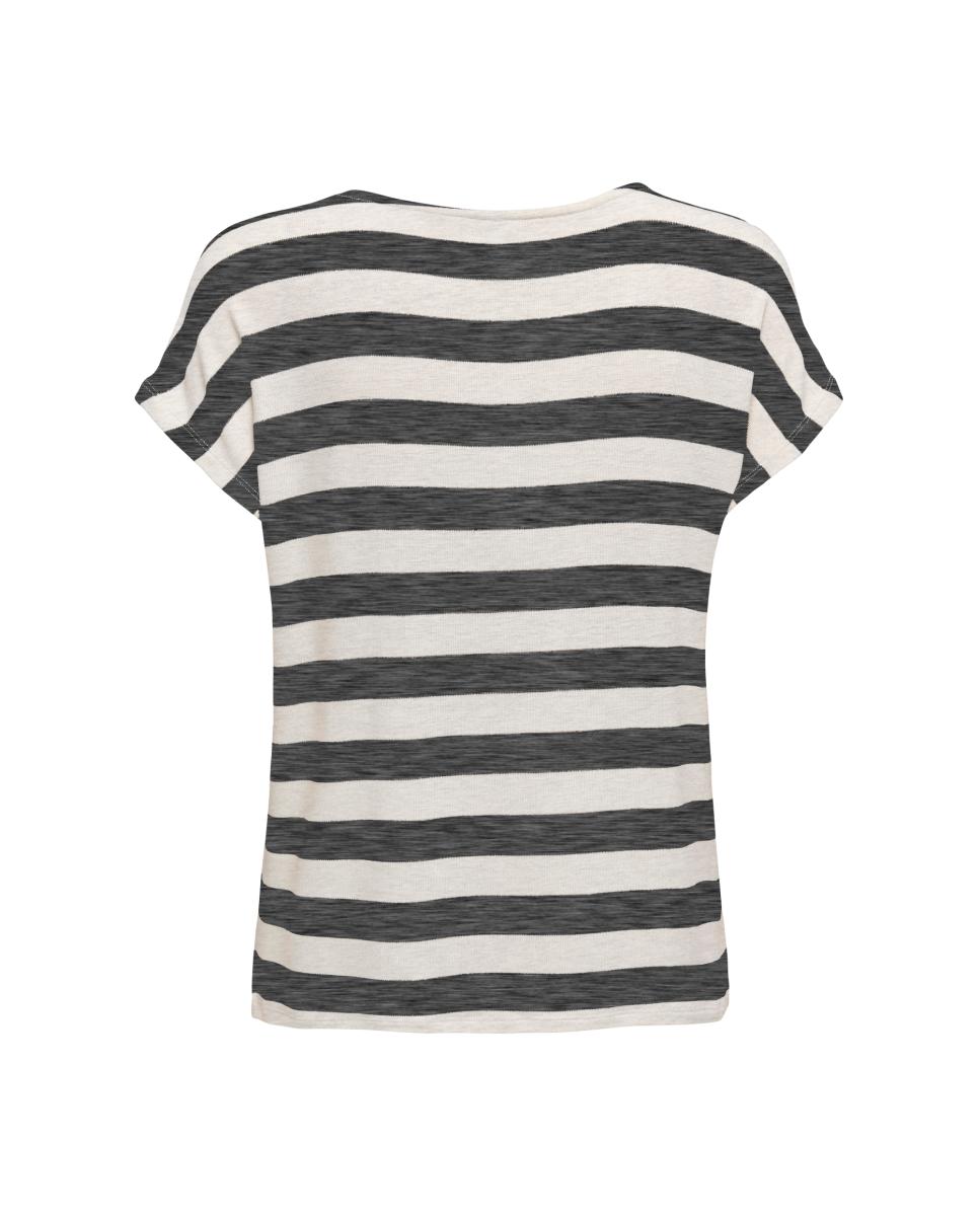 Blusa de senhora estampada de manga curta Preto-4