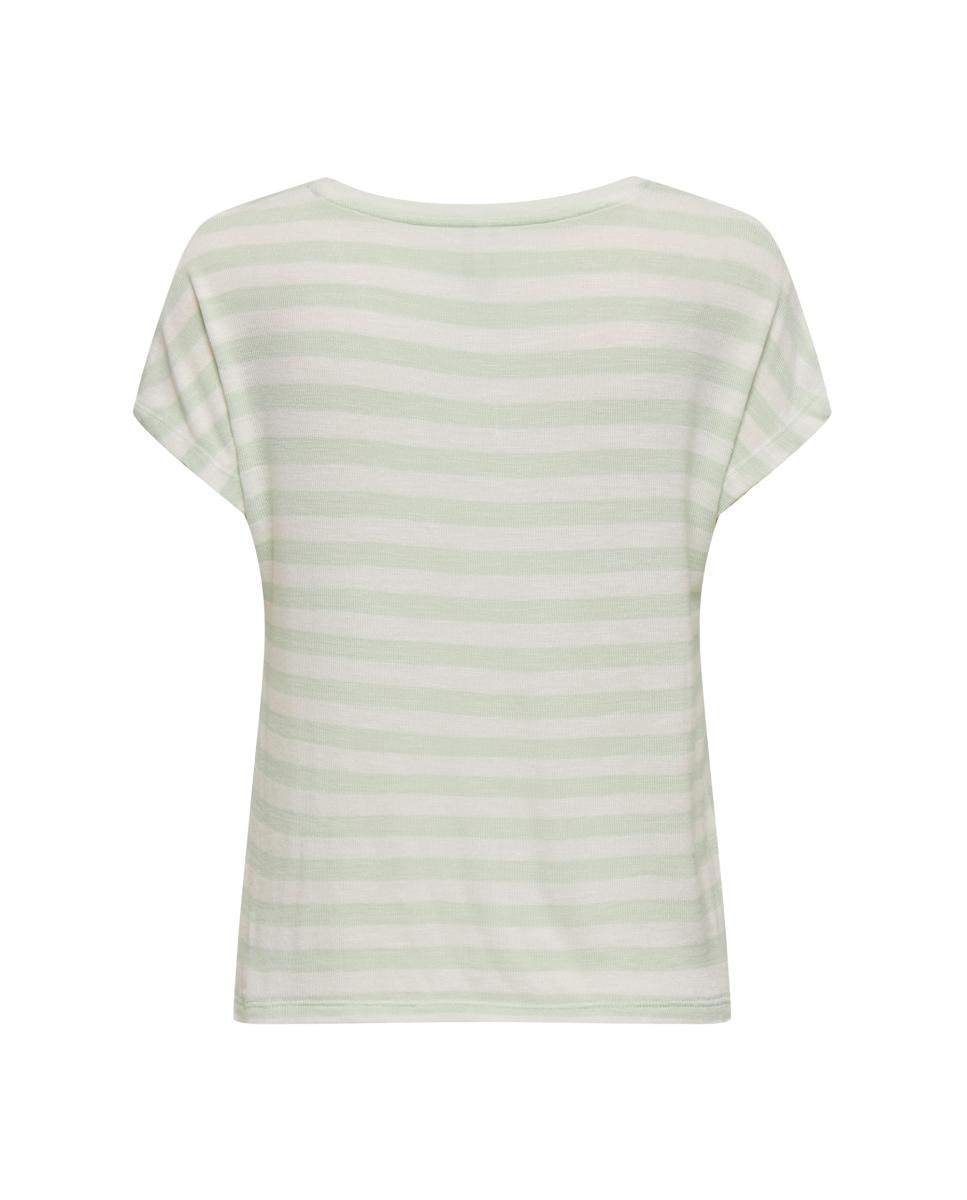 T-shirt às riscas com manga curta Verde-claro-2