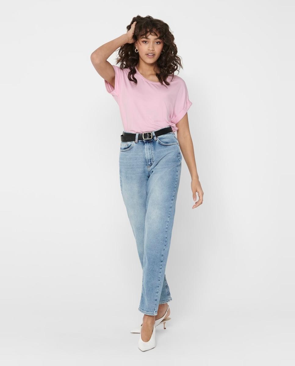 T-shirt de mulher com manga curta e decote redondo Rosa-claro-4