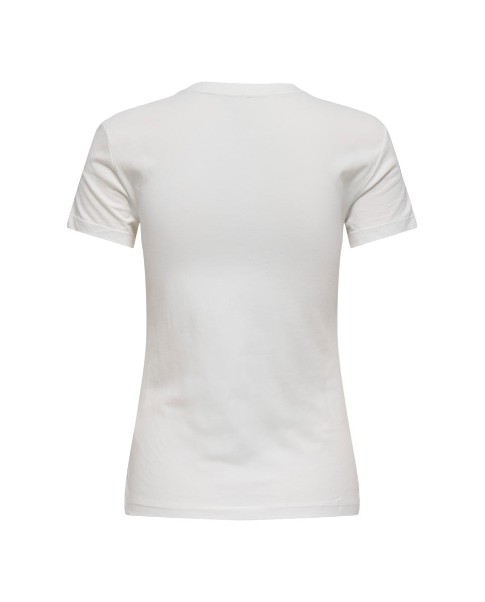 T-shirt de mulher com manga curta e desenho Branco-4