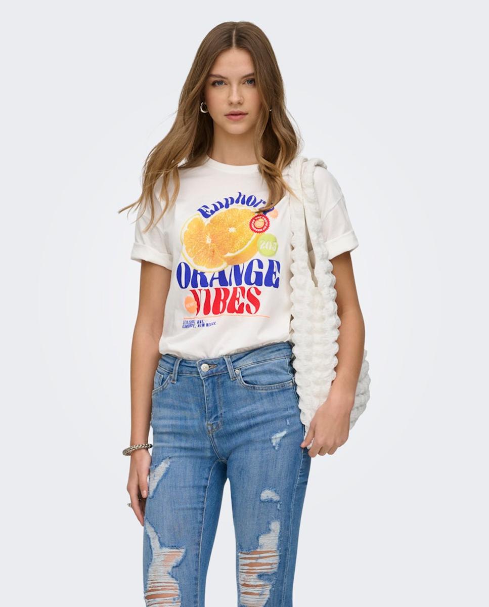 Only - Camiseta de mujer con cuello redondo y print.