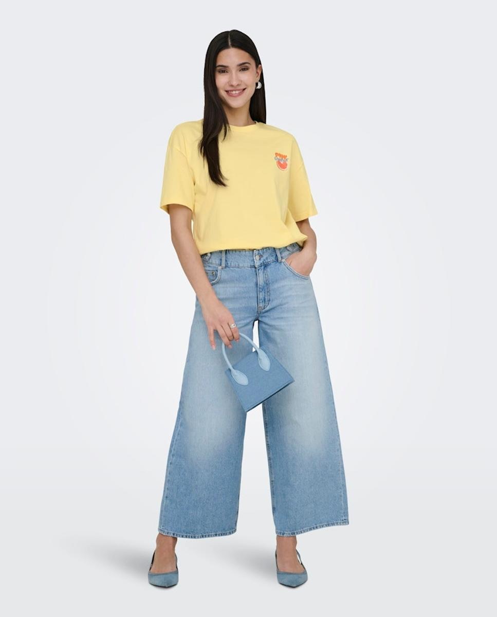 T-shirt com Decote Redondo e Estampado Amarelo-7