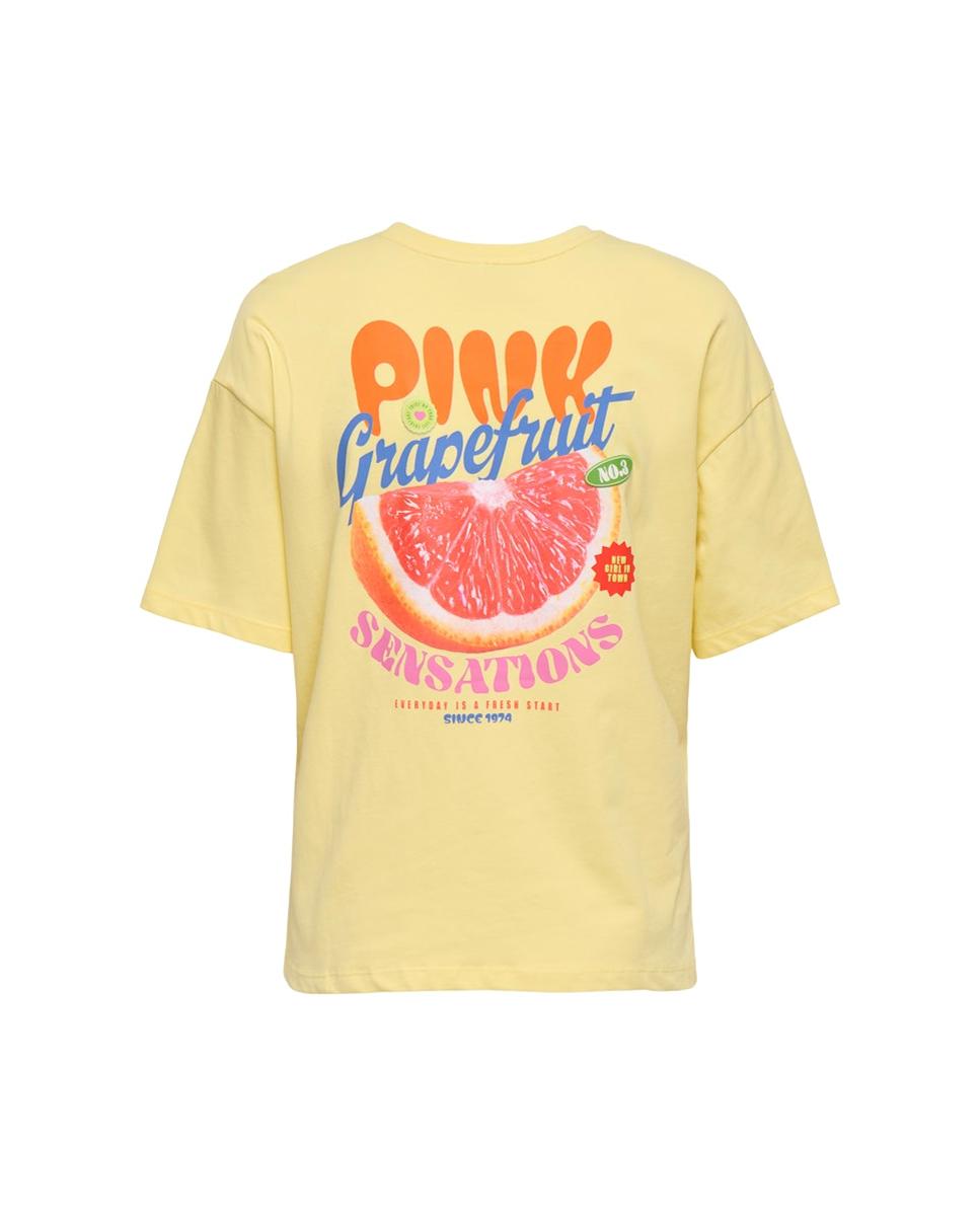 T-shirt com Decote Redondo e Estampado Amarelo-6