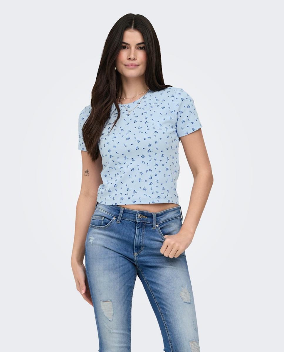 Imagem 0 de T-shirt Estampada com Decote Redondo