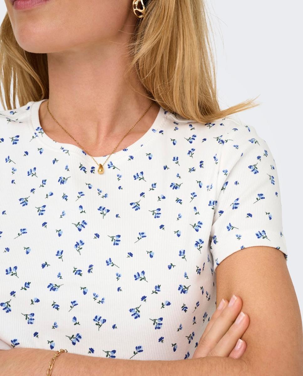 T-shirt Estampada com Decote Redondo Branco-2