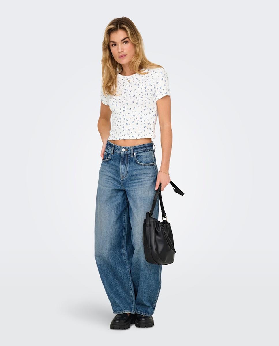 T-shirt Estampada com Decote Redondo Branco-7