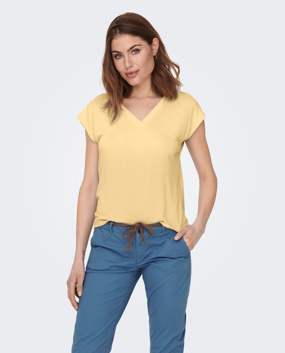 Imagem 0 de T-shirt de manga curta com decote em bico