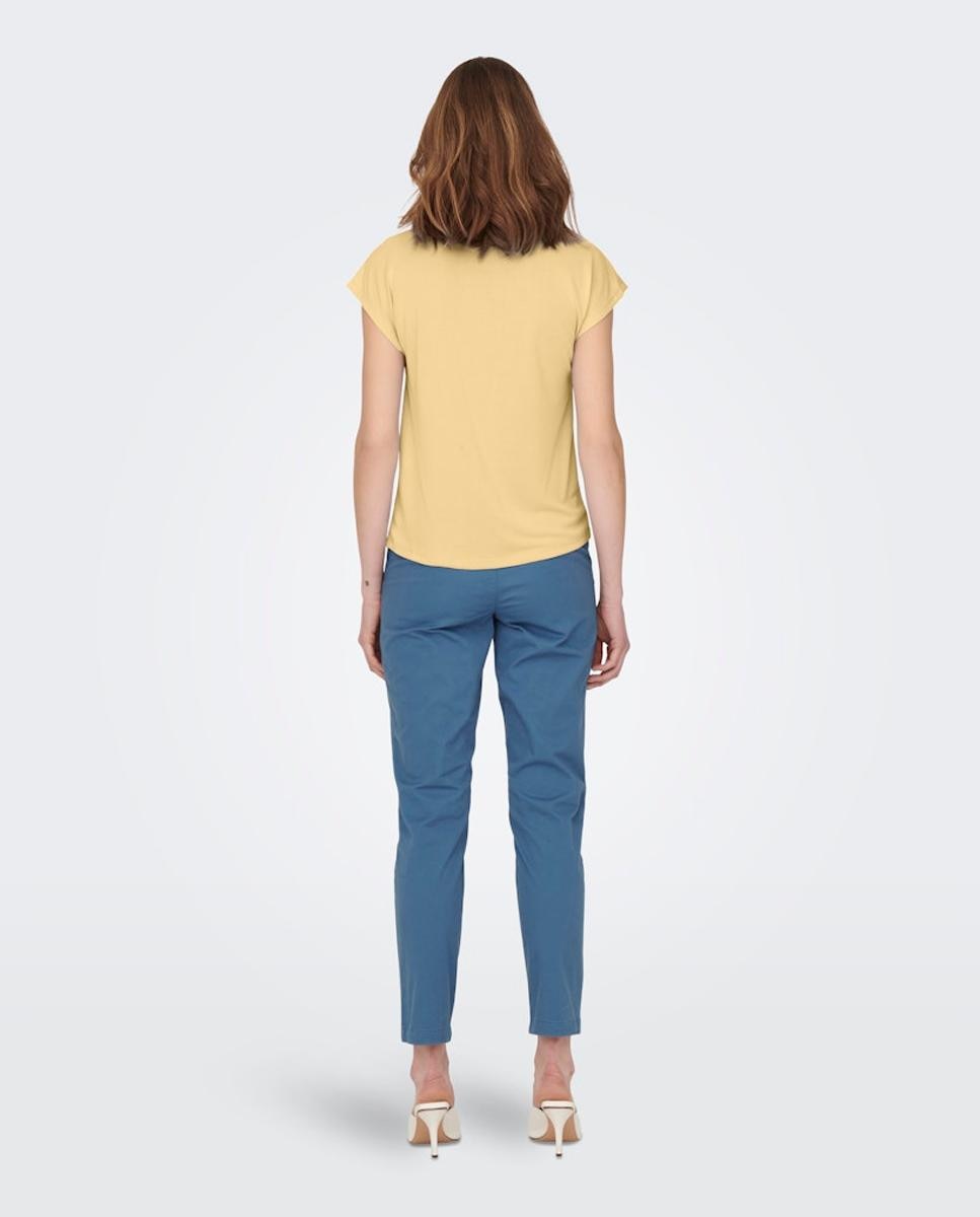 T-shirt de manga curta com decote em bico Amarelo-2