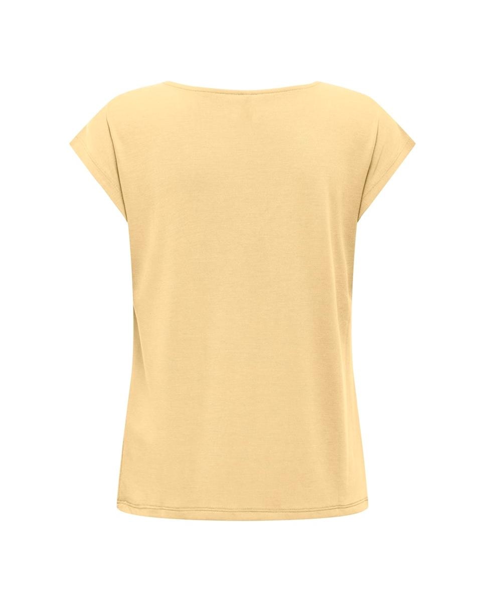 T-shirt de manga curta com decote em bico Amarelo-4