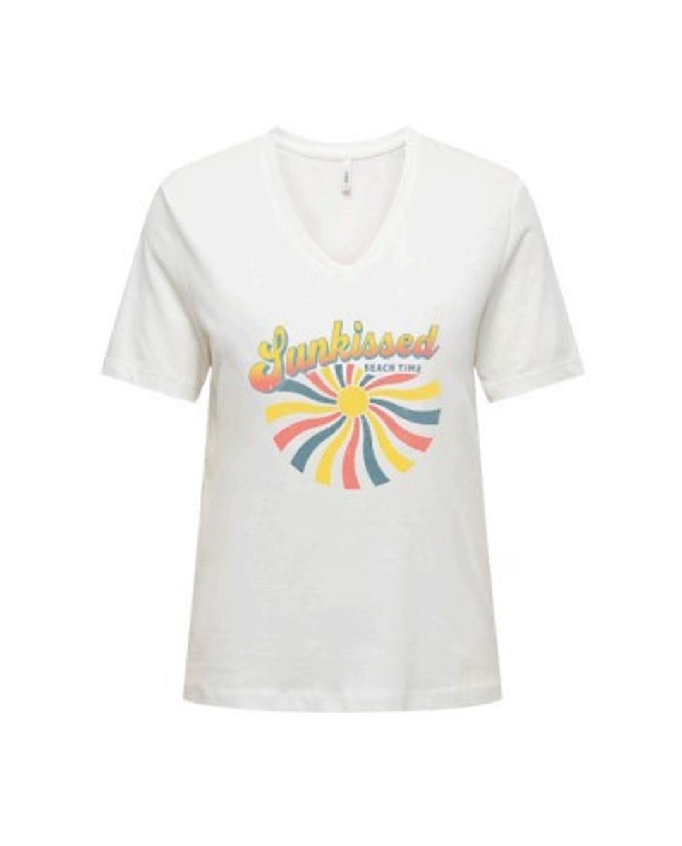 Imagem 0 de T-shirt de mulher com decote em bico e manga curta