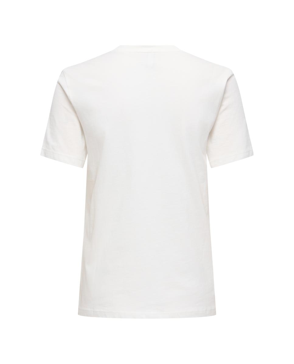 T-shirt de mulher com decote em bico e manga curta Branco-gelo-2