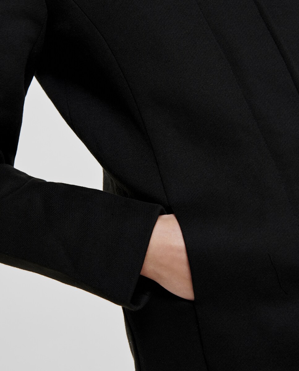 Sobretudo com Capuz e Fecho de Correr Preto-1