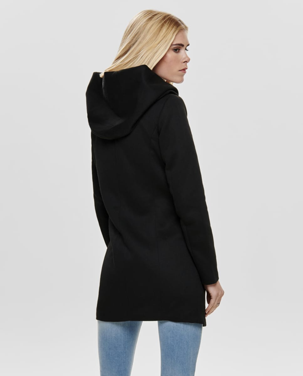 Sobretudo com Capuz e Fecho de Correr Preto-3