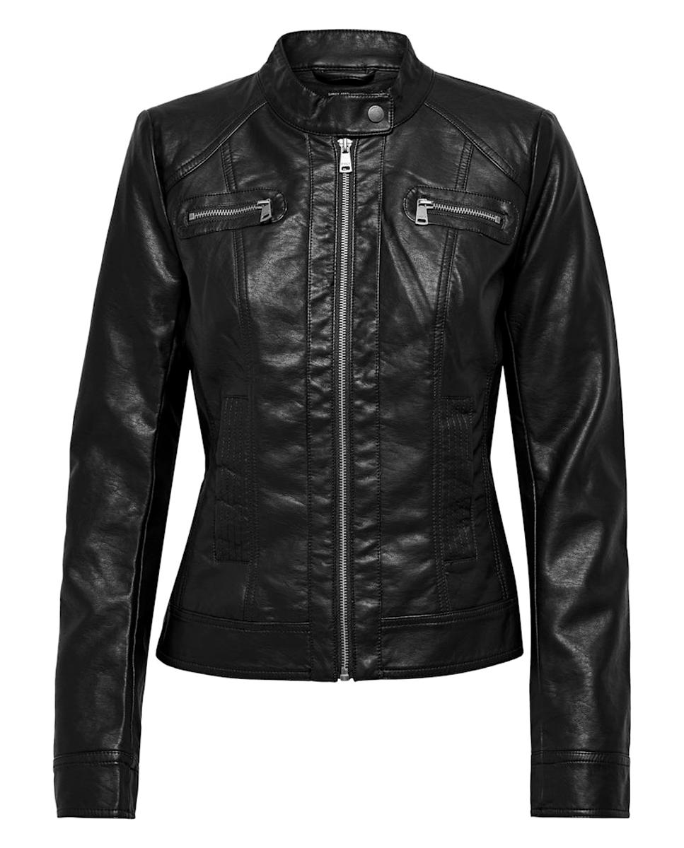 Blusão biker de mulher em polipele Preto-6
