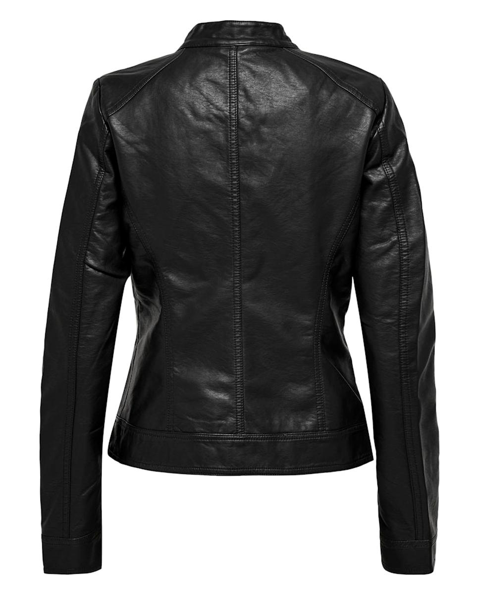 Blusão biker de mulher em polipele Preto-7