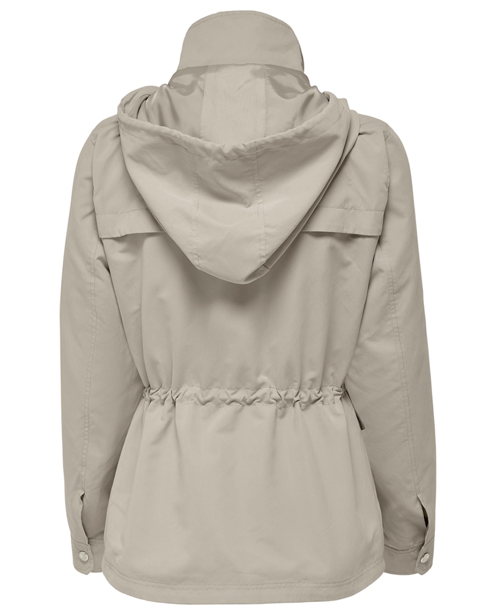 Parka com capuz e cintura franzida Bege-7