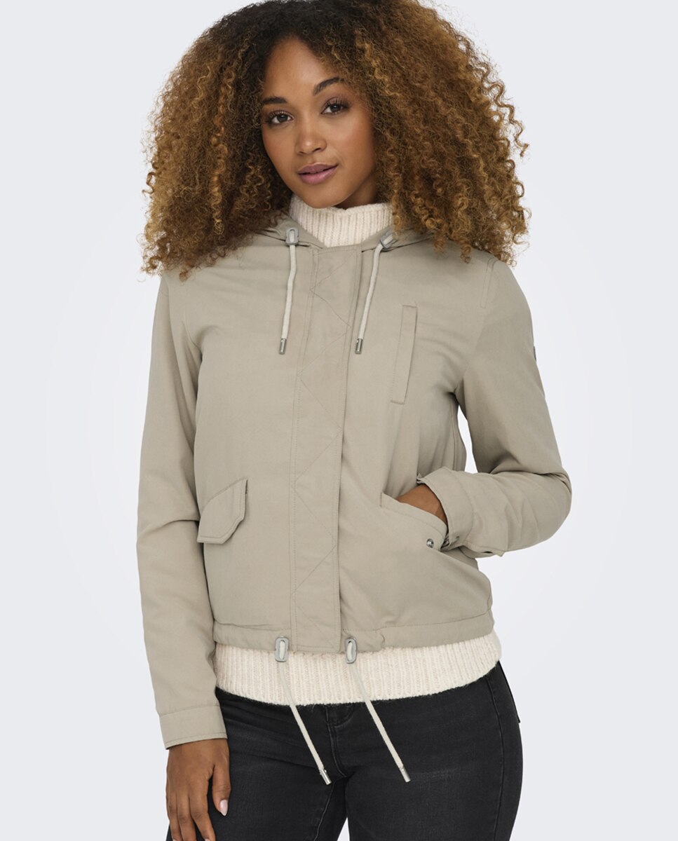 Casaco Tipo Utility Jacket com Bolsos Castanho-claro-2