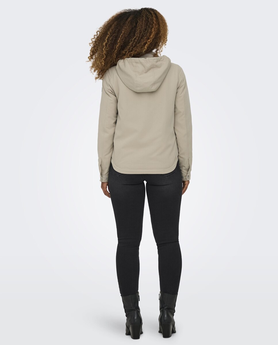 Casaco Tipo Utility Jacket com Bolsos Castanho-claro-3