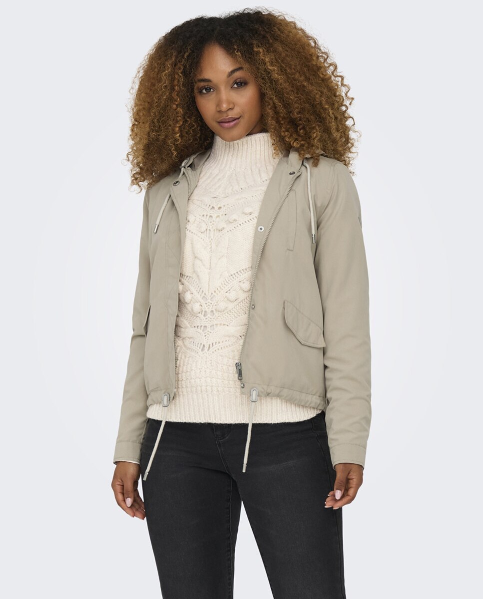 Casaco Tipo Utility Jacket com Bolsos Castanho-claro-4
