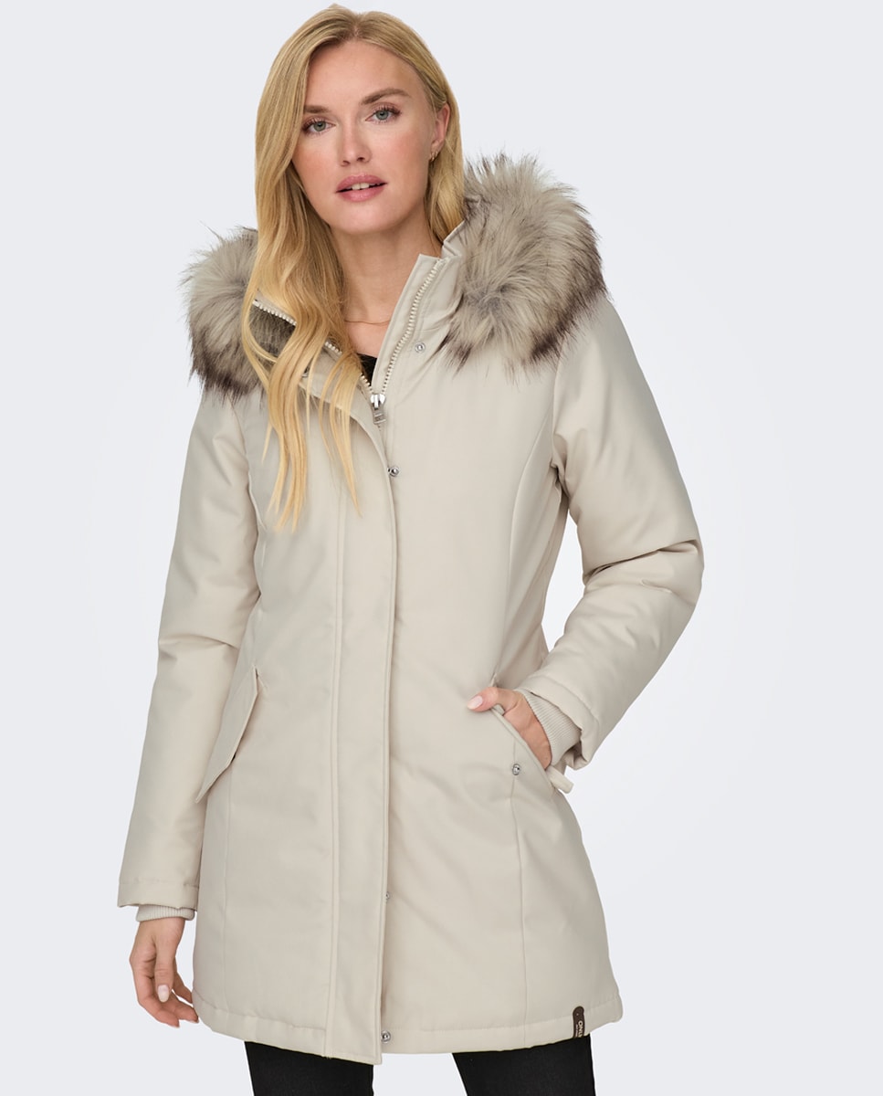 Parka comprida com capuz Branco-gelo-4