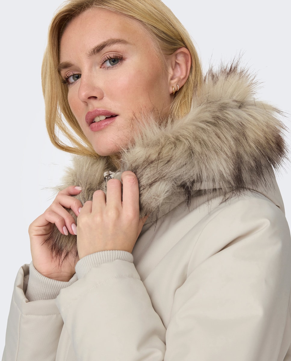 Parka comprida com capuz Branco-gelo-5