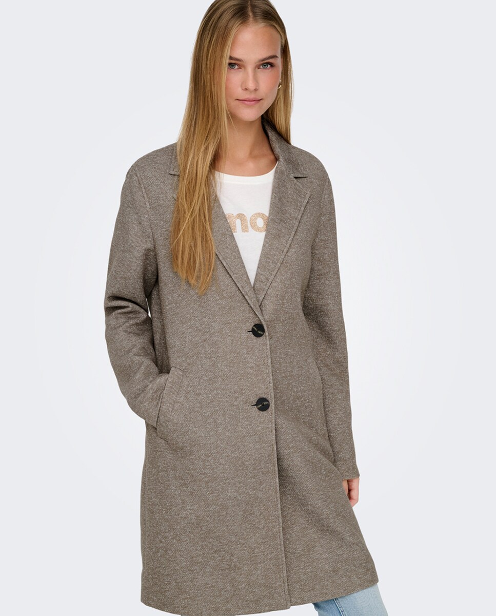 Sobretudo Comprido com Botões à Frente Taupe-4