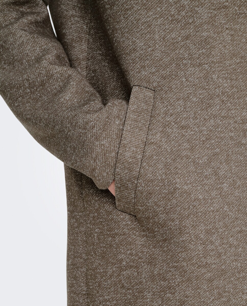 Sobretudo Comprido com Botões à Frente Taupe-5