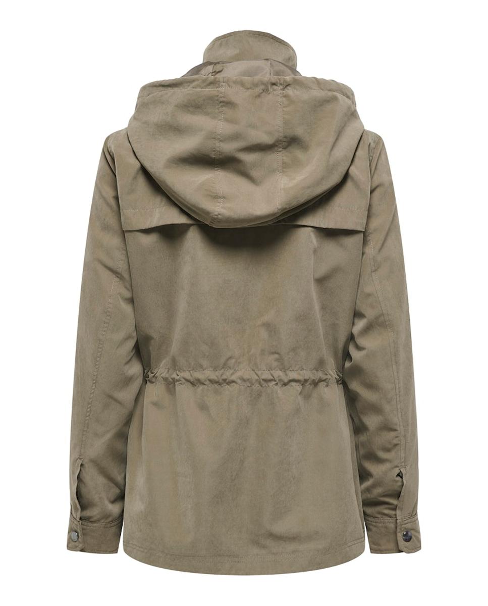 Parka com capuz e cintura franzida Verde-militar-7