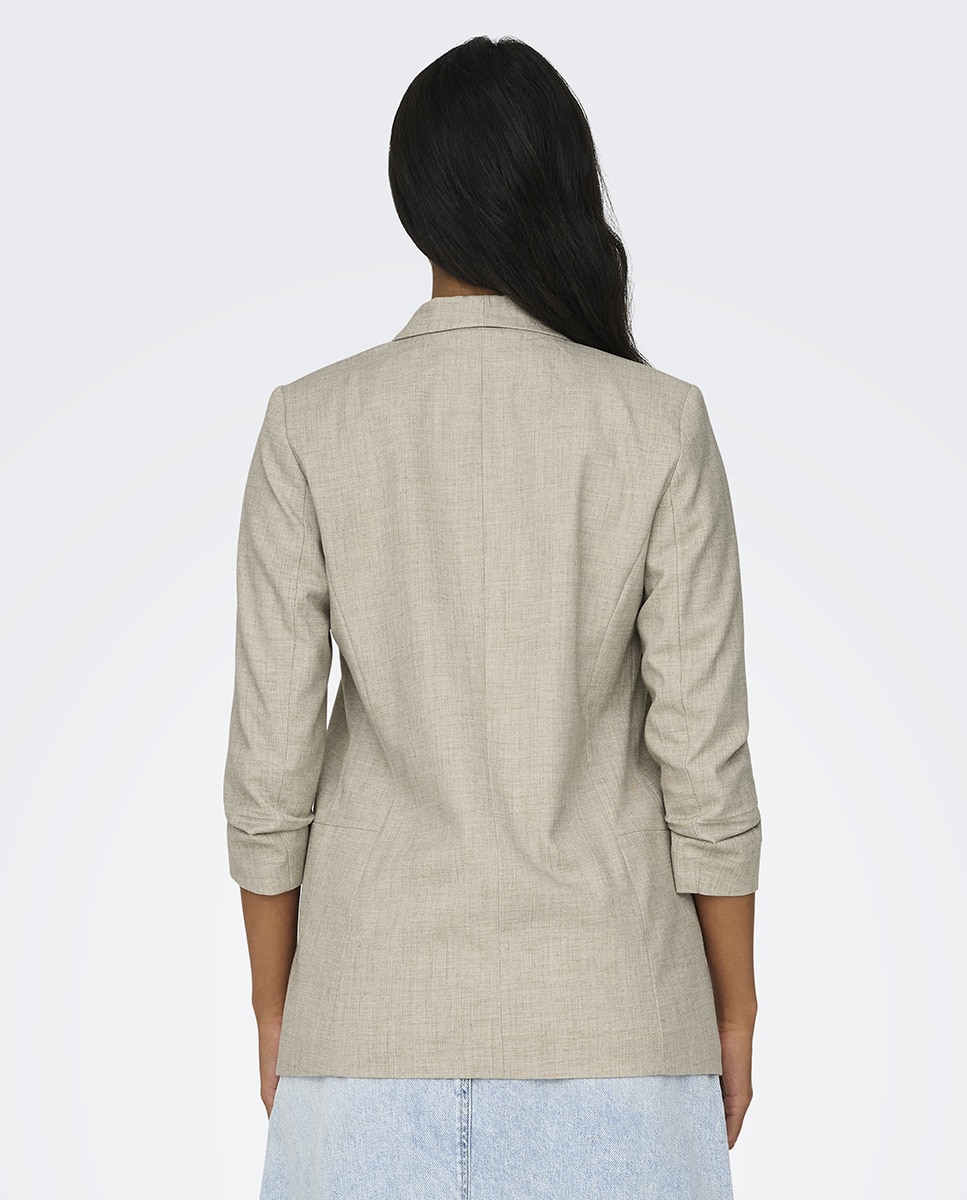 Blazer de manga 3/4 com lapelas Branco-gelo-2